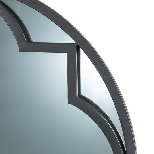 Glitzhome® 23" Black Metal Glass Round Wall Mirror